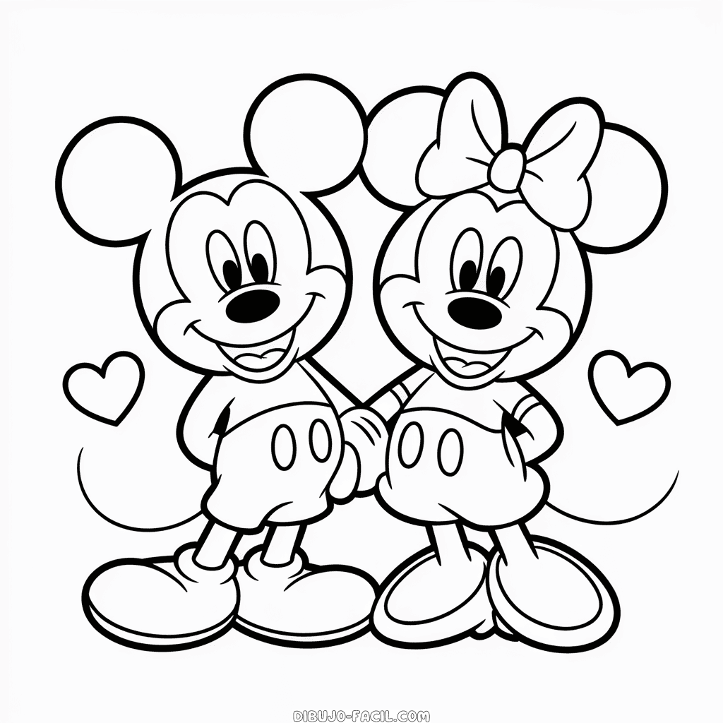 Dibujo Fácil de Pareja de Mickey Mouse