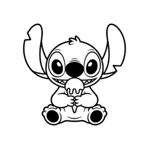 Dibujo Fácil de Stitch Comiendo Helado