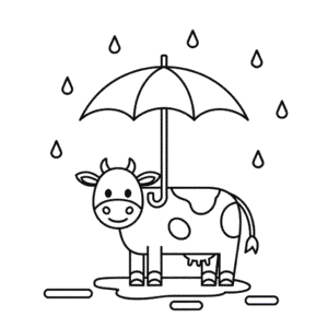 Dibujo Fácil de Vaca en la lluvia