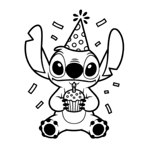 Dibujo Fácil de Celebración de Cumpleaños de Stitch