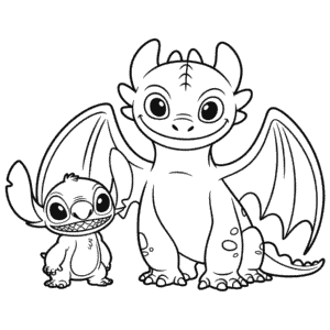 Dibujo Fácil de Dragón Desdentado y Stitch