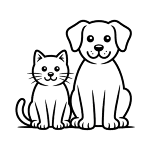 Dibujo Fácil de Gato y Perro