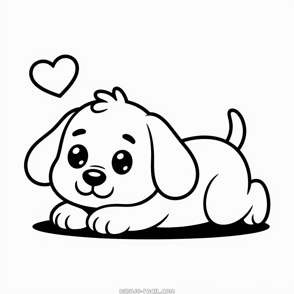 Dibujo Fácil de Perro de Dibujos Animados Lindo