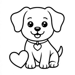 Dibujo Fácil de Perro de San Valentín Lindo