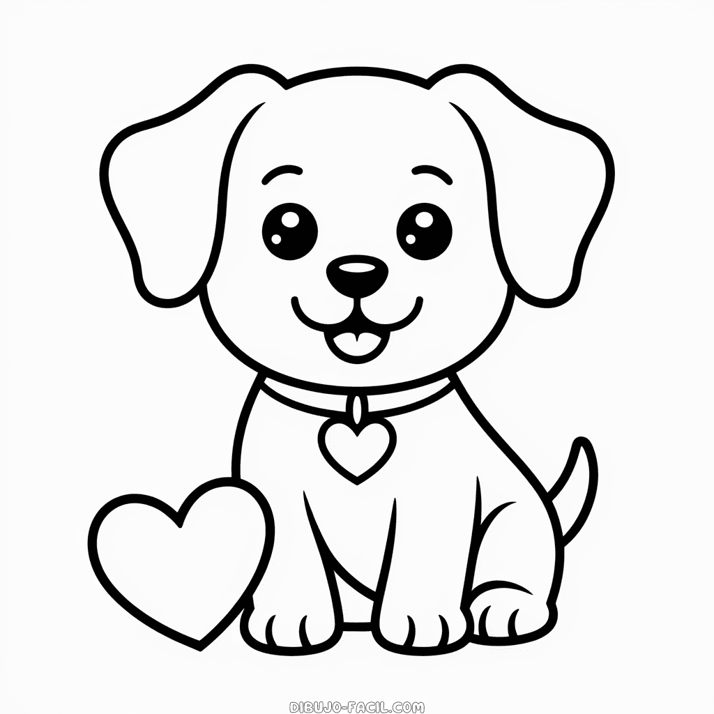 Dibujo Fácil de Perro de San Valentín Lindo