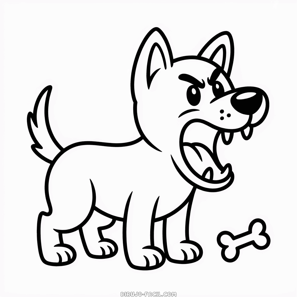 Dibujo Fácil de Perro Enojado