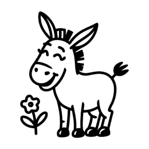 Dibujo Fácil de Burro Feliz