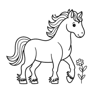 Dibujo Fácil de Caballo blanco y negro