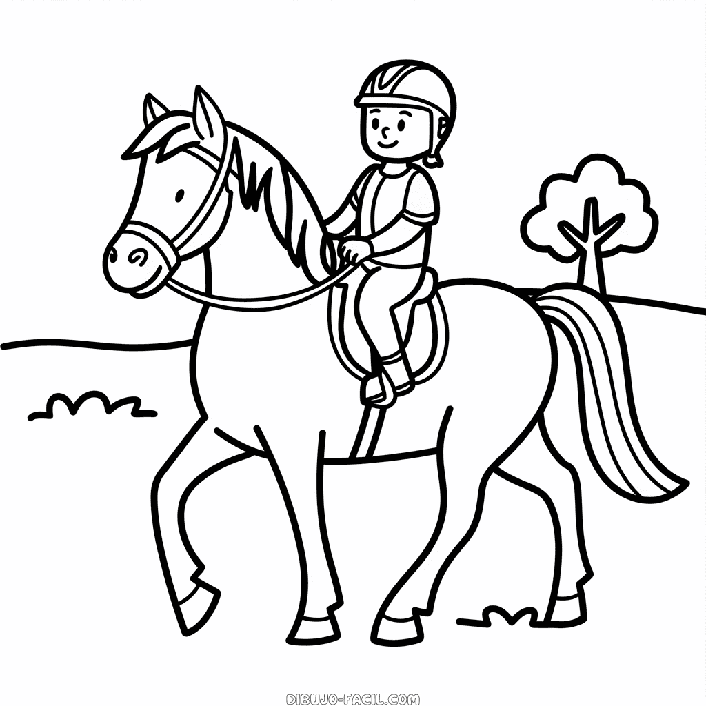 Dibujo Fácil de Caballo y jinete