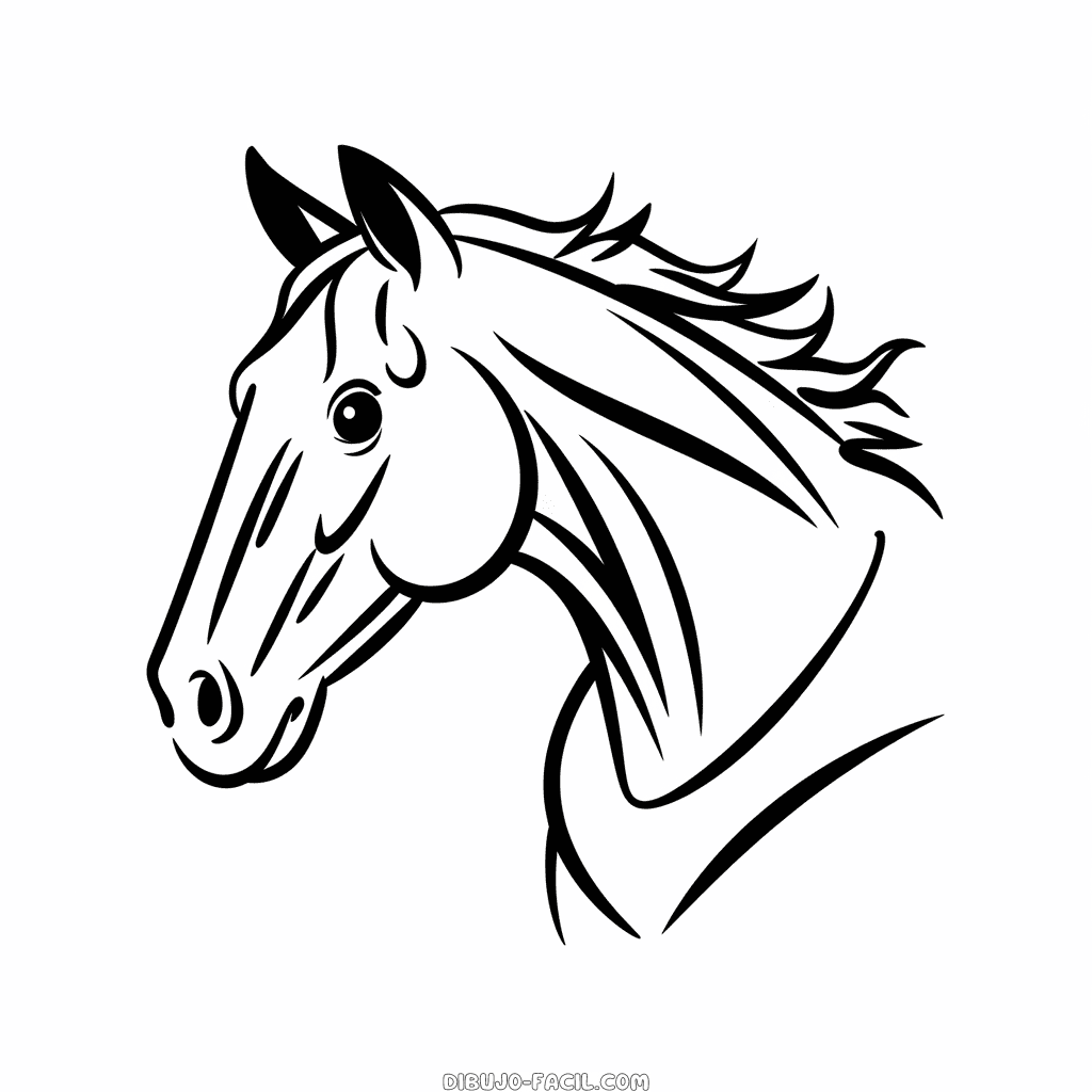 Dibujo Fácil de Cabeza de caballo realista