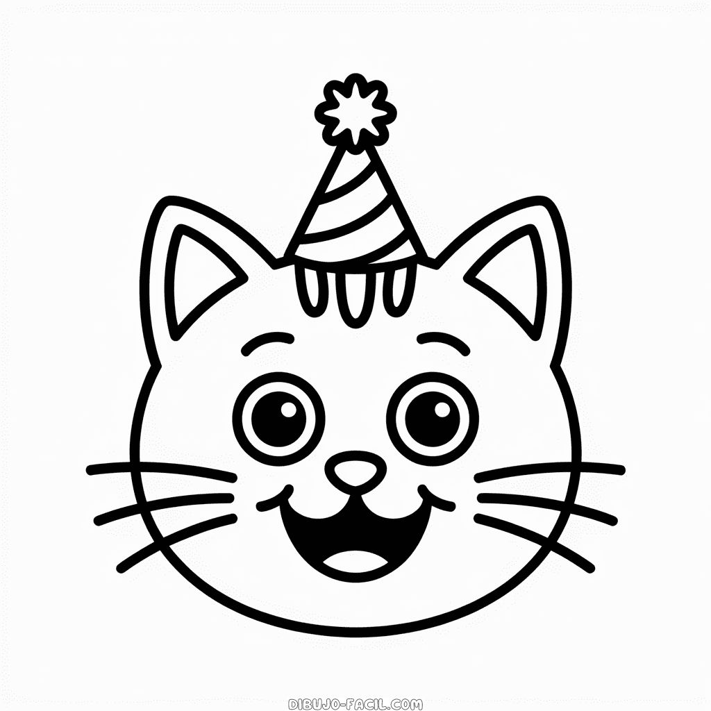 Dibujo Fácil de Cara de Gato de Dibujos Animados