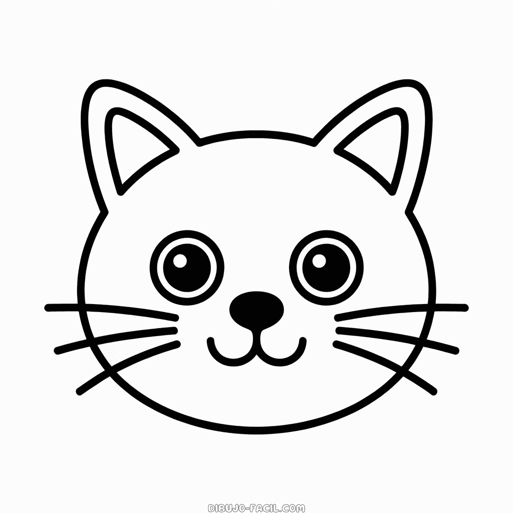 Dibujo Fácil de Cara de Gato