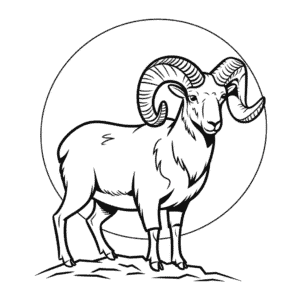 Dibujo Fácil de Carnero de gran cuerno realista