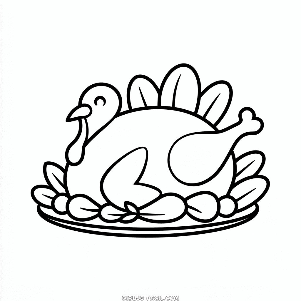 Dibujo Fácil de Cena de Pavo