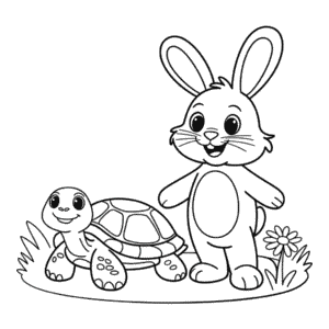 Dibujo Fácil de Conejo y Tortuga