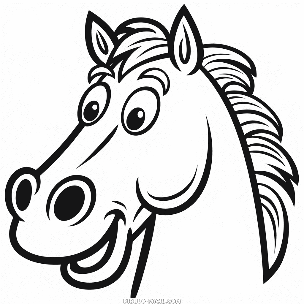Dibujo Fácil de Divertida cabeza de caballo
