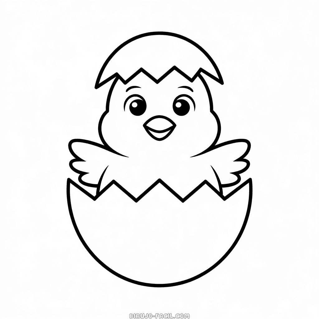 Dibujo Fácil de Gallina en huevo de incubación