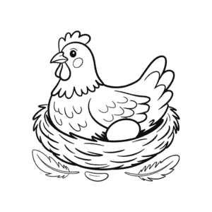 Dibujo Fácil de Gallina poniendo un huevo