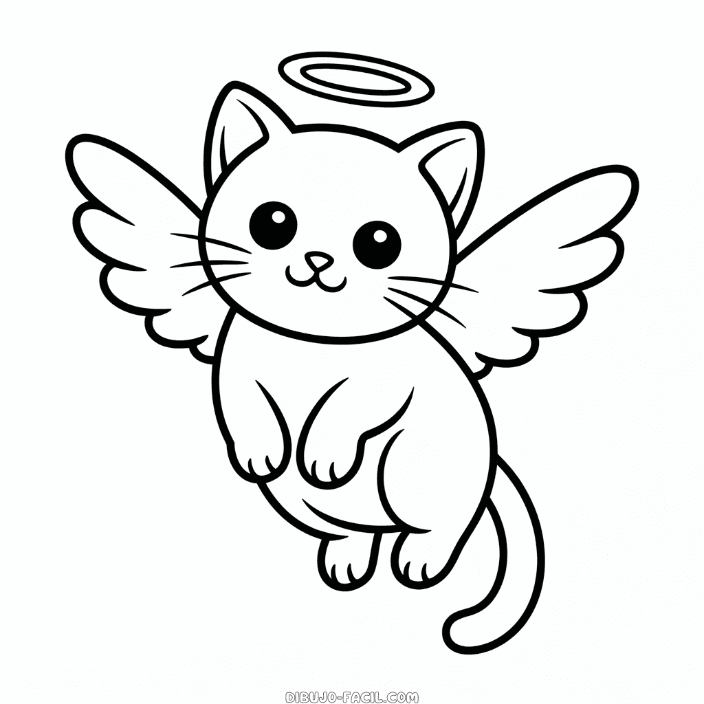 Dibujo Fácil de Gato Ángel