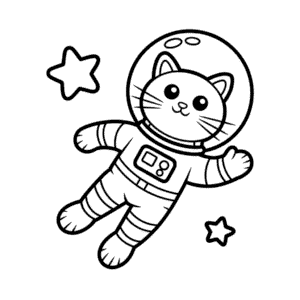Dibujo Fácil de Gato Astronauta