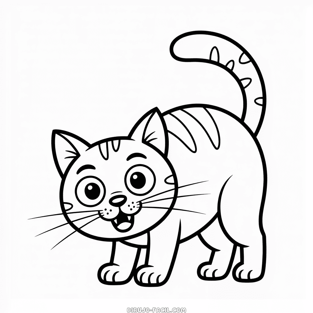 Dibujo Fácil de Gato de Dibujos Animados Aterrador