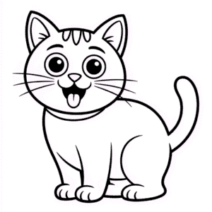 Dibujo Fácil de Gato de Dibujos Animados Divertido