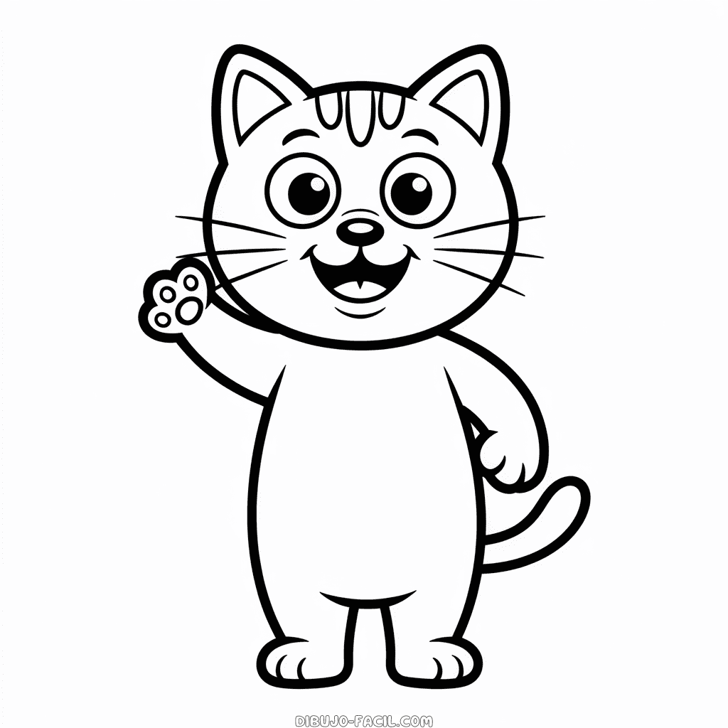 Dibujo Fácil de Gato de Dibujos Animados