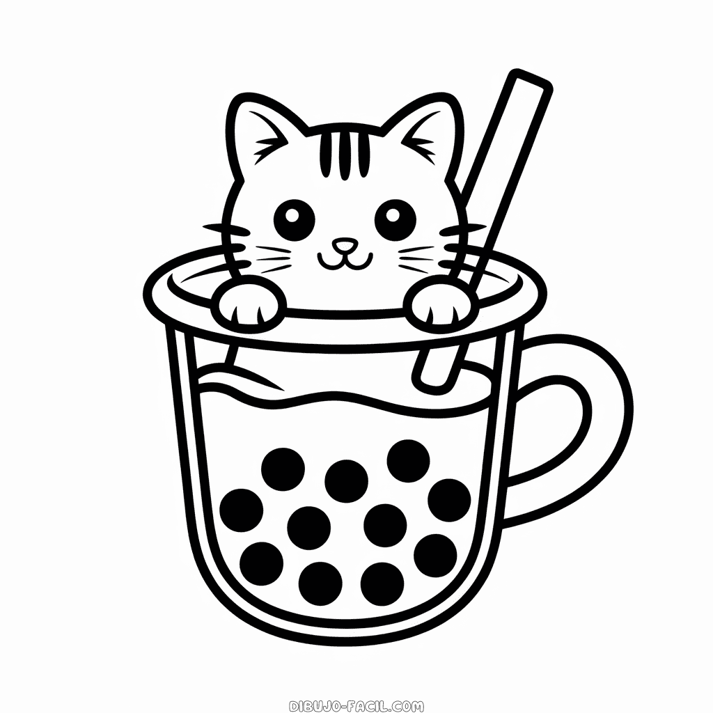 Dibujo Fácil de Gato en Boba