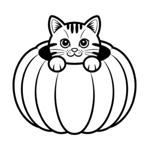 Dibujo Fácil de Gato en una Calabaza