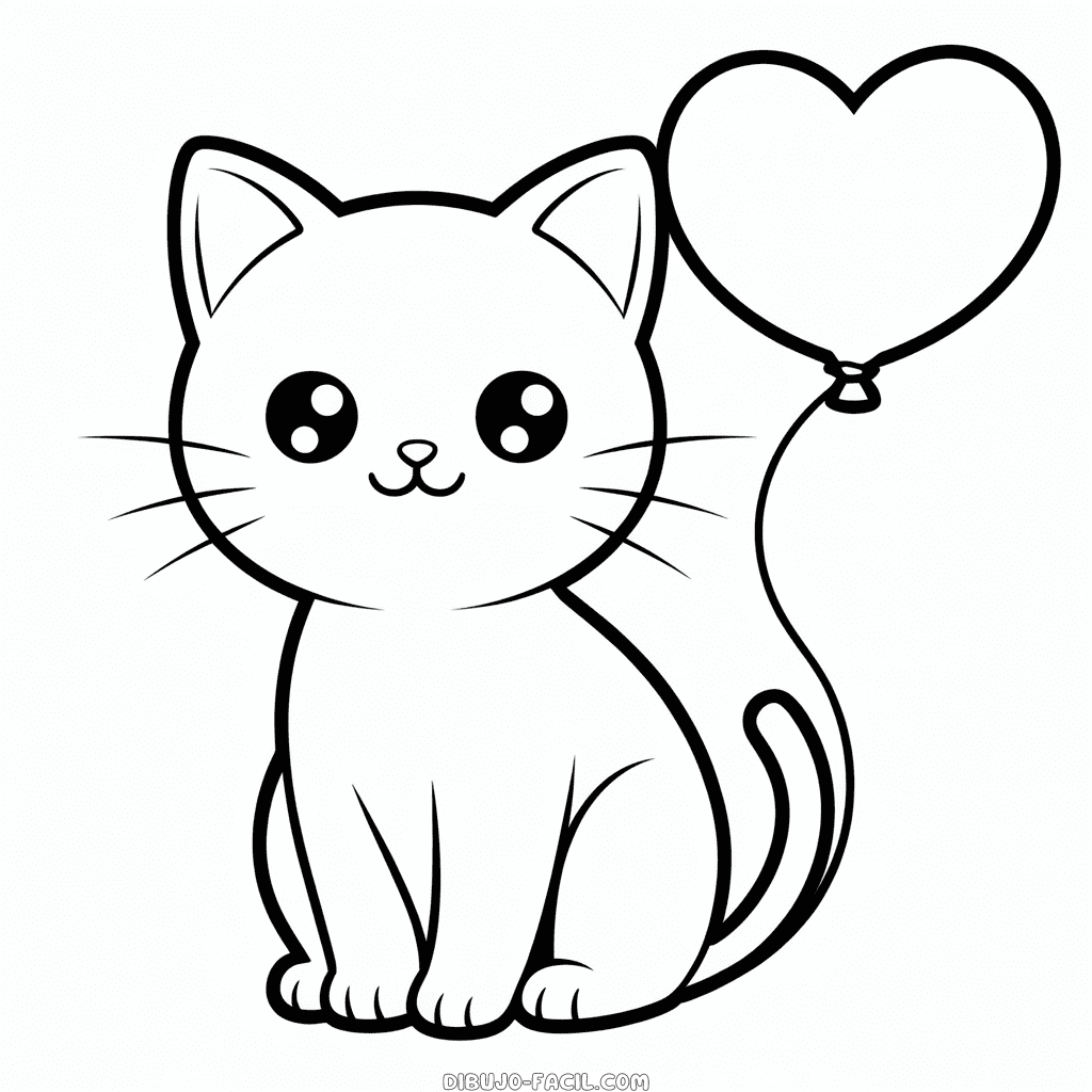 Dibujo Fácil de Gato Kawaii de Anime