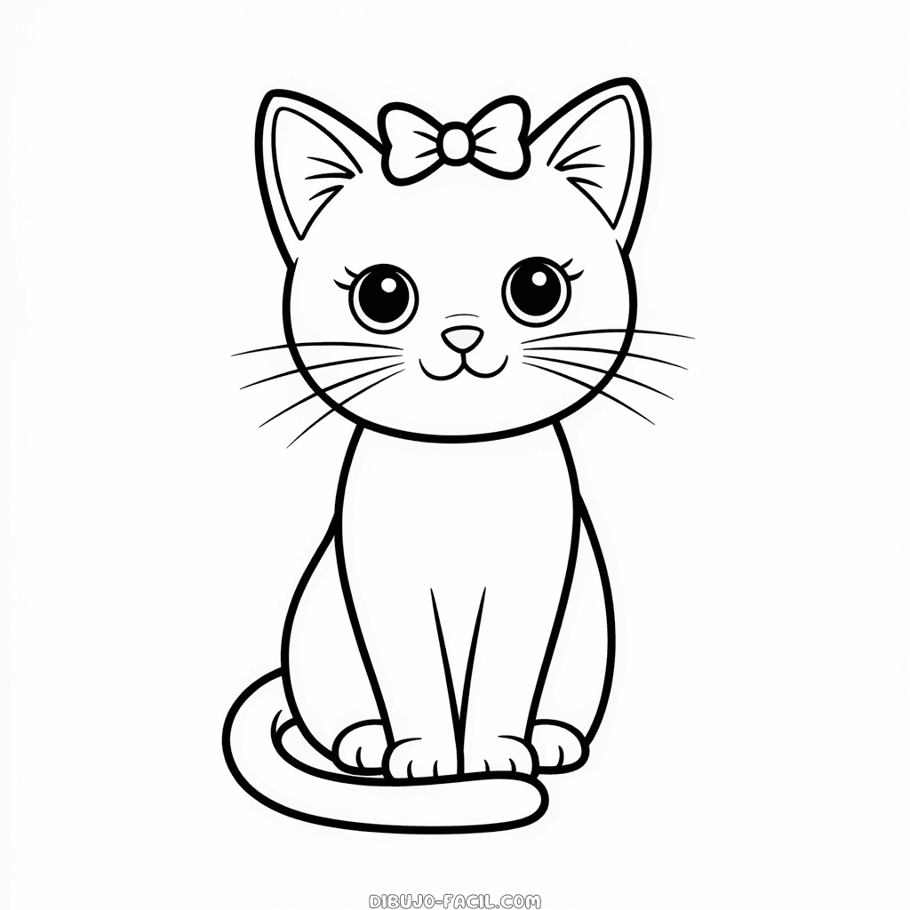 Dibujo Fácil de Gato Lindo y Femenino