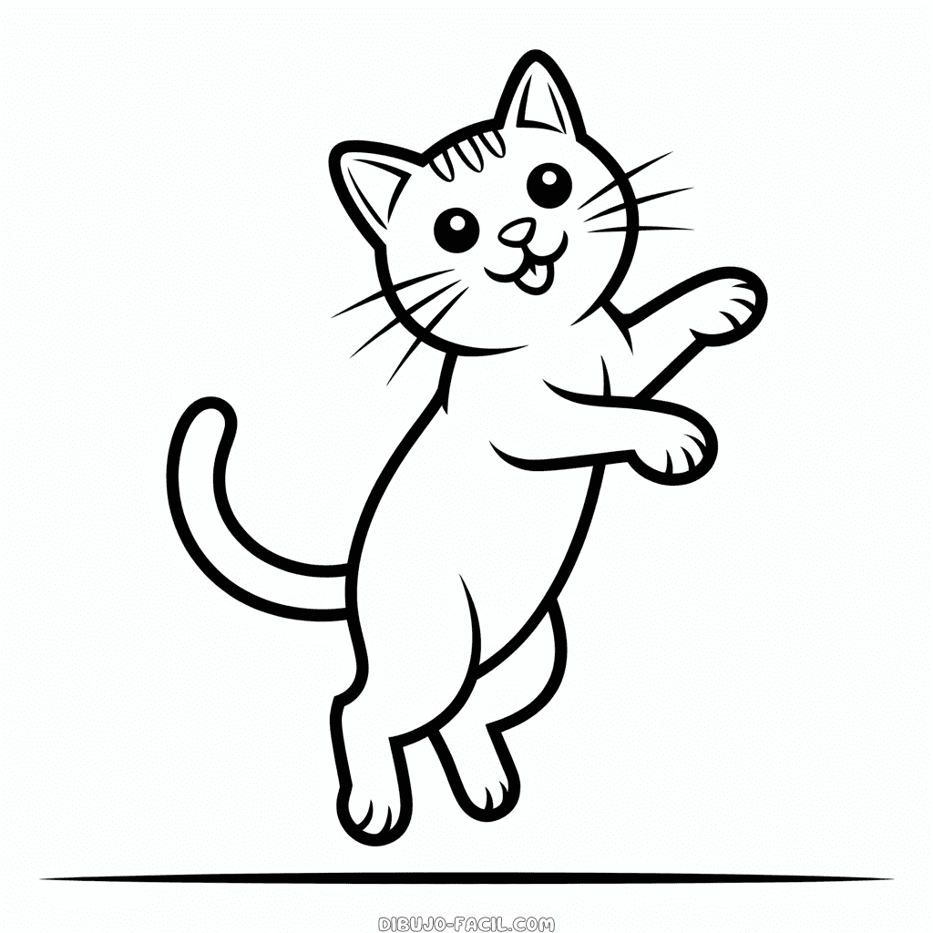 Dibujo Fácil de Gato Saltando