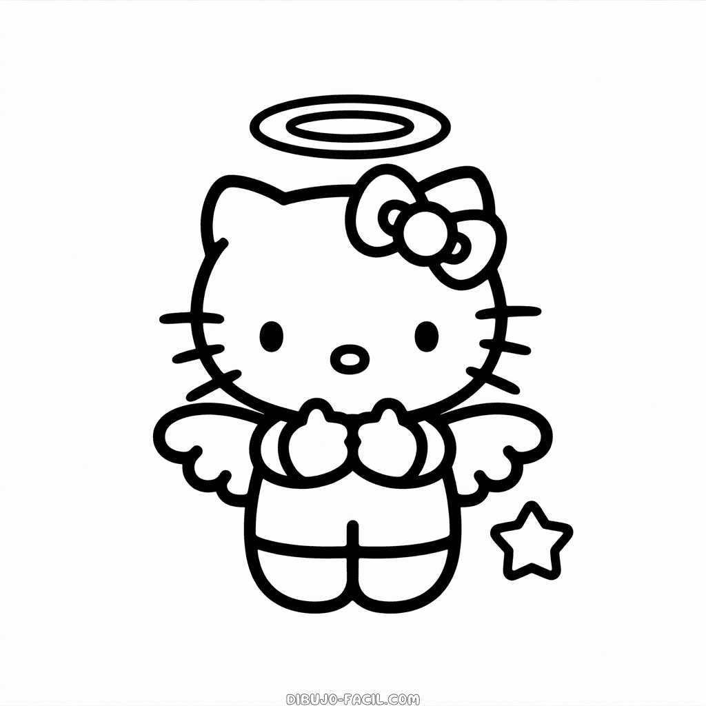 Dibujo Fácil de Hello Kitty Angel