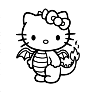 Dibujo Fácil de Hello Kitty en Disfraz de Dragón