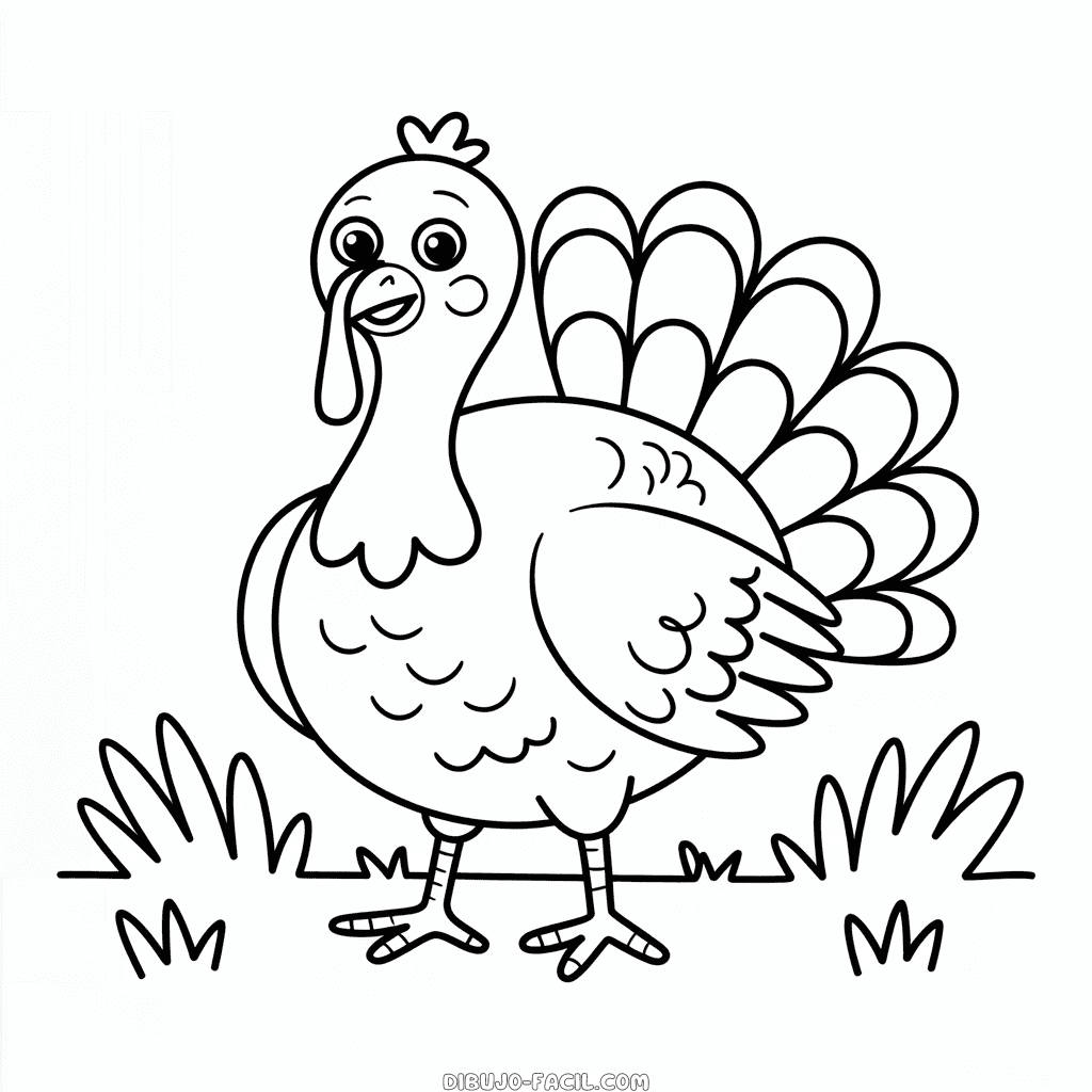Dibujo Fácil de Hermoso pavo