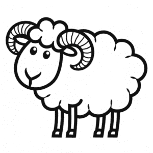 Dibujo Fácil de Linda Oveja con cuernos