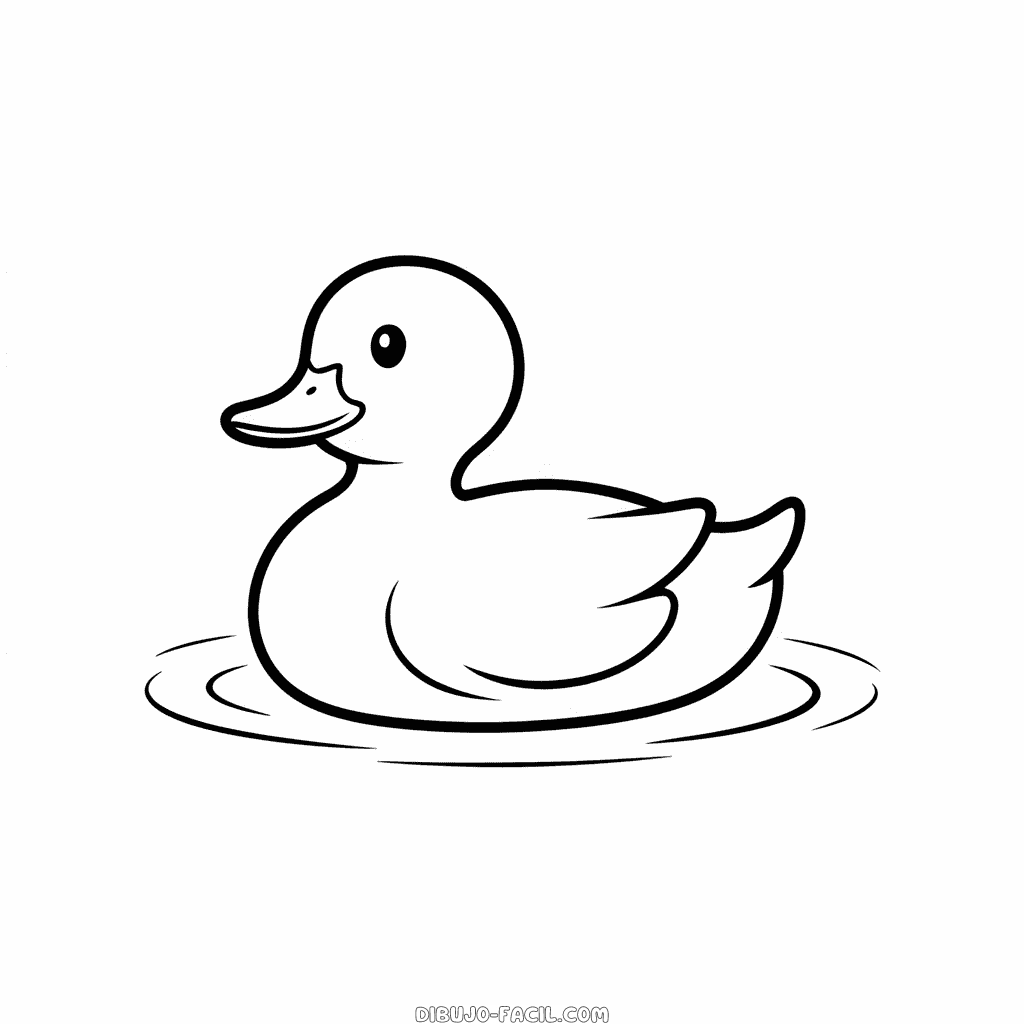 Dibujo Fácil de Pato bebé en el agua