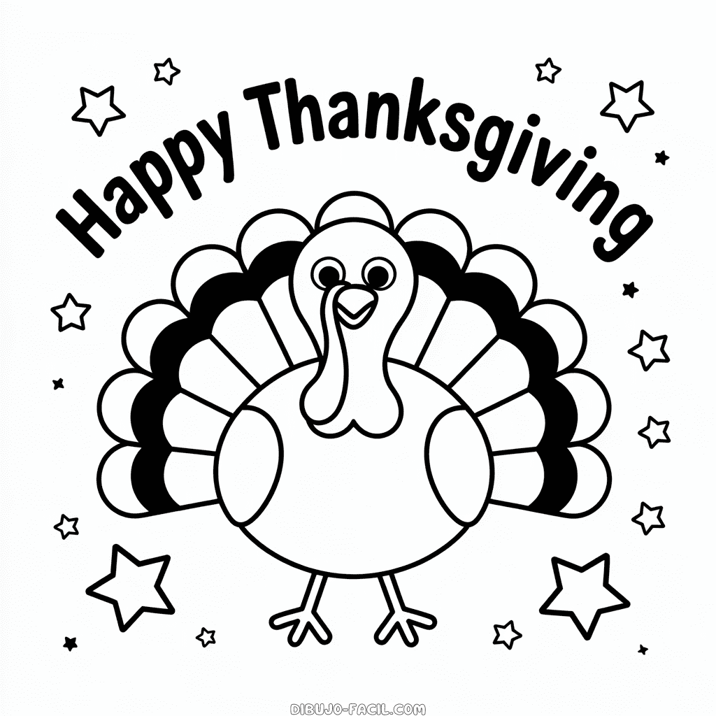 Dibujo Fácil de Pavo de Acción de Gracias