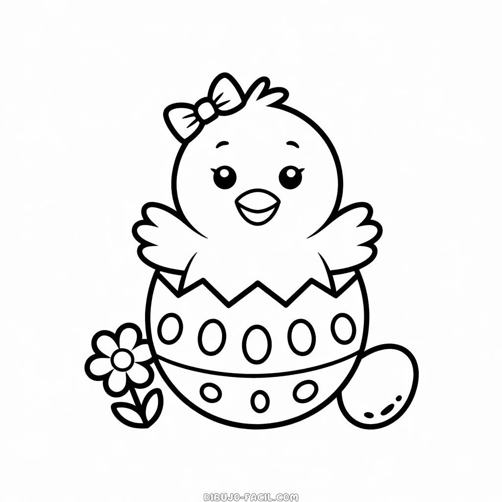 Dibujo Fácil de Pollito bebé de Pascua