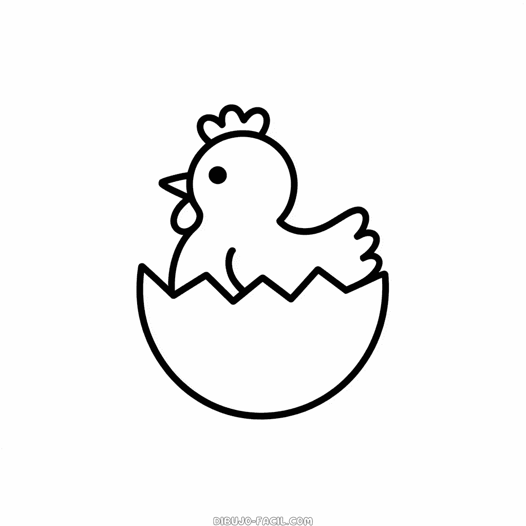 Dibujo Fácil de Pollito bebé en huevo