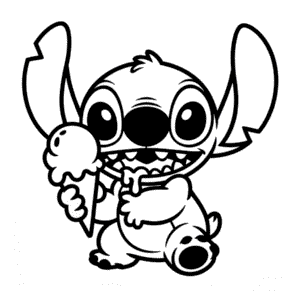 Dibujo Fácil de Stitch con Helado
