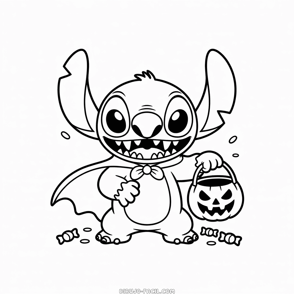 Dibujo Fácil de Stitch y el Terrorífico Halloween