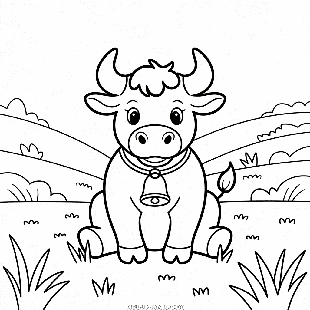 Dibujo Fácil de Toro en la hierba