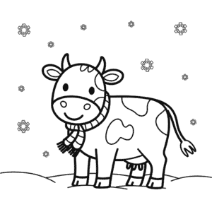 Dibujo Fácil de Vaca en invierno