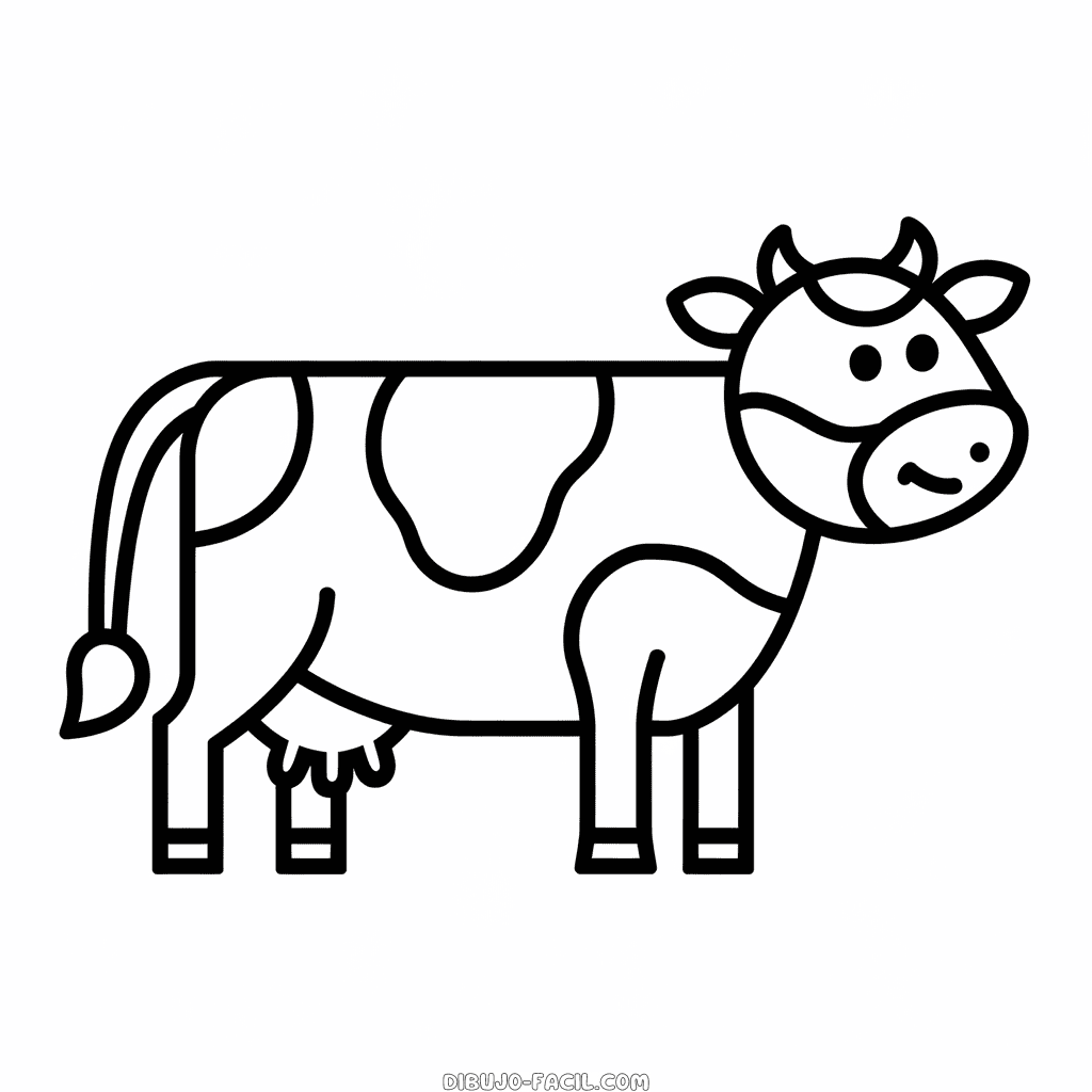 Dibujo Fácil de Vaca feliz
