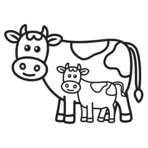 Dibujo Fácil de Vaca y Ternero