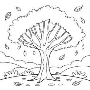 Dibujo Fácil de Árbol de Otoño