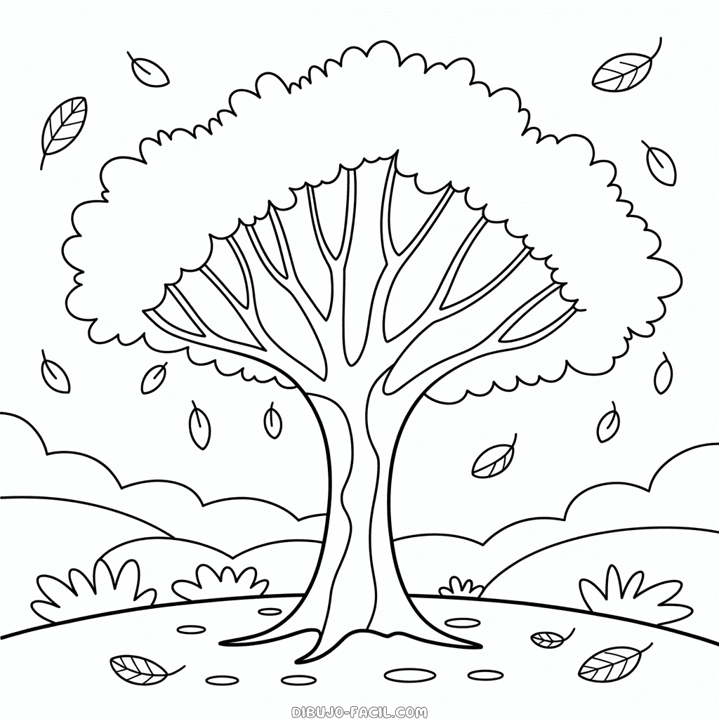 Dibujo Fácil de Árbol de Otoño