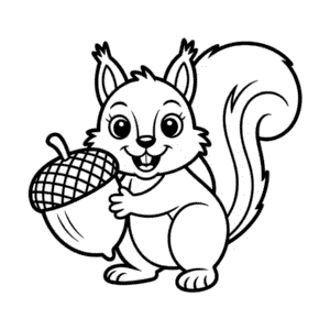 Dibujo Fácil de Ardilla en Otoño