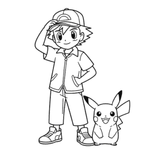 Dibujo Fácil de Ash y Pikachu